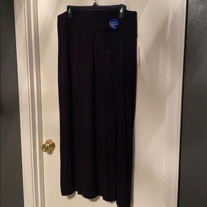 Black tummy control maxi skirt with side slit